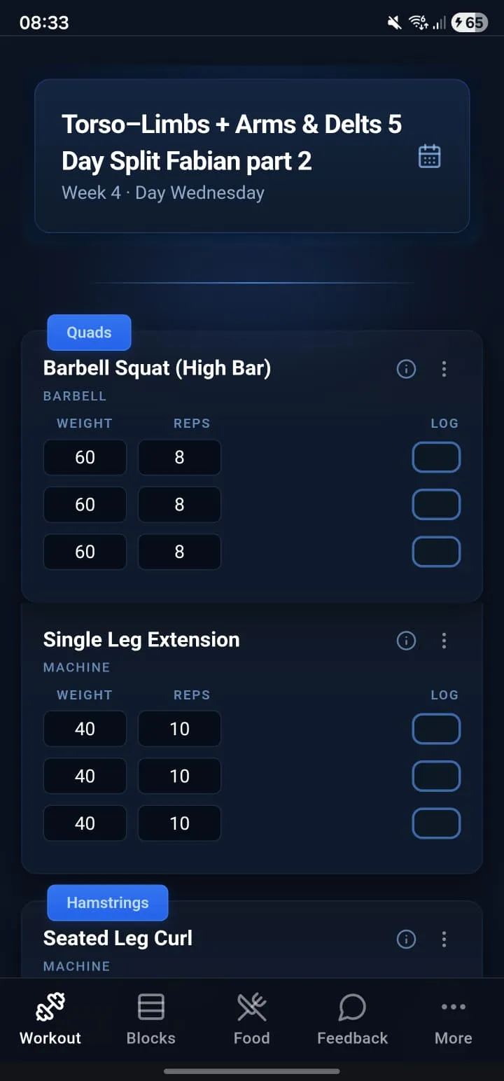 Aktuelles Workout
